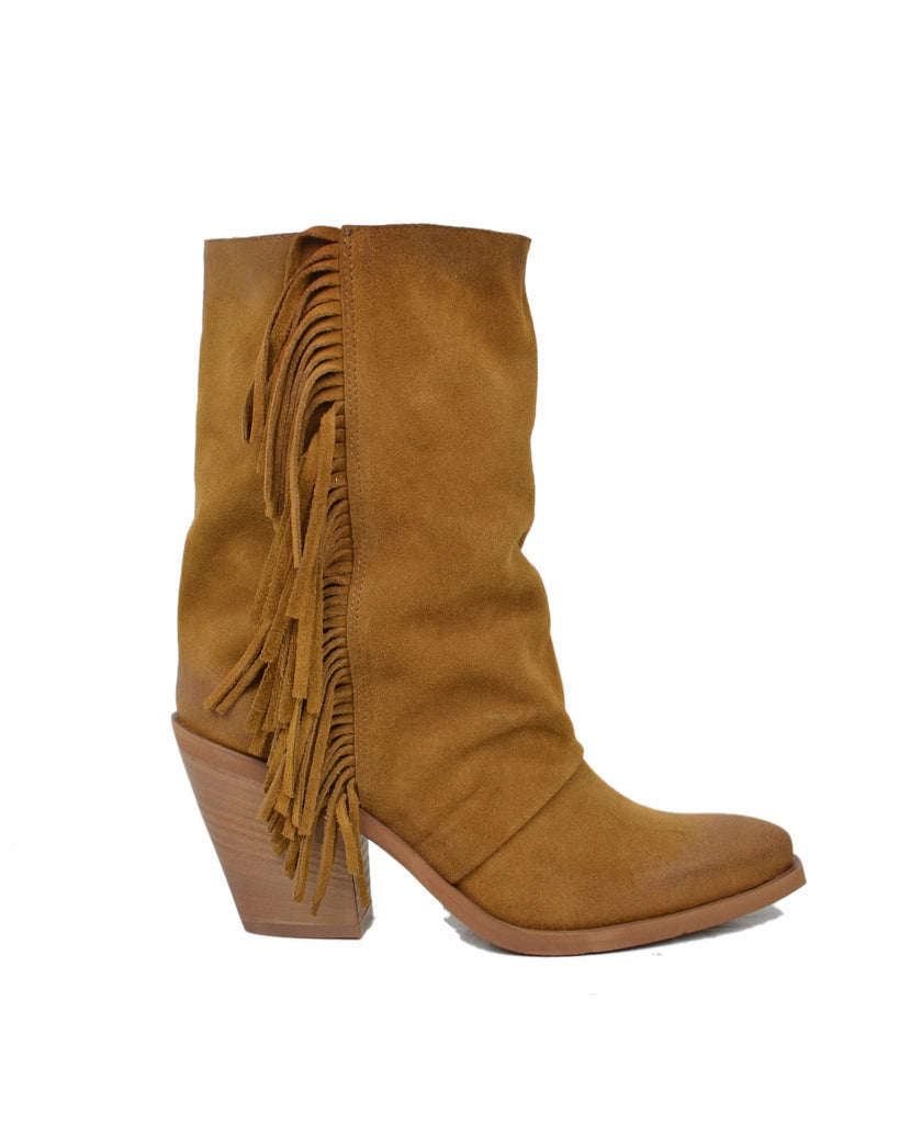 Fringed Western Boots, Suede, High Heel 9 cm - 2