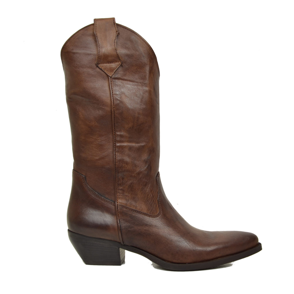 Texans Vintage Brushed Leather Wide Fit Dark Brown - 2