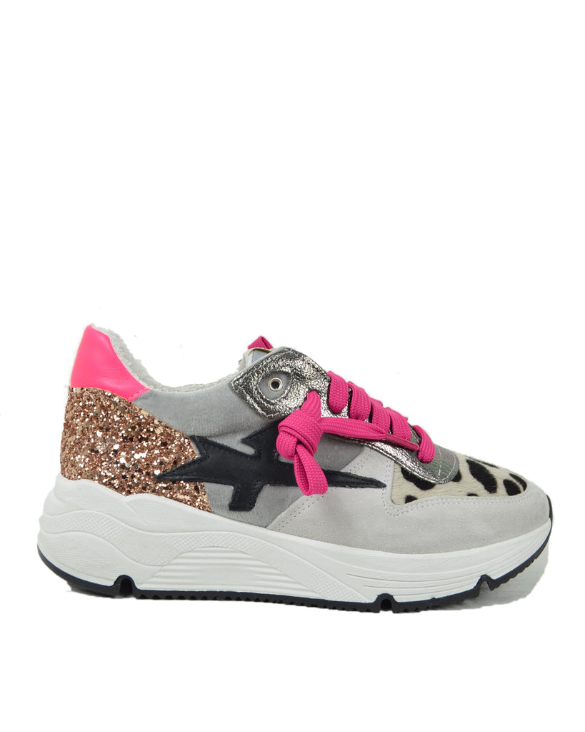 Sneakers DIVINE FOLLIE Maculate Primavera Estate Fuxia Ghiaccio in Pelle - 2