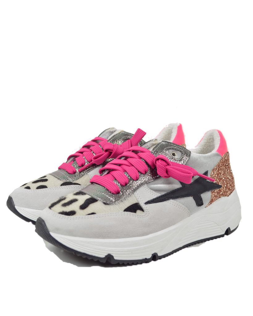 Sneakers DIVINE FOLLIE Maculate Primavera Estate Fuxia Ghiaccio in Pelle - 5