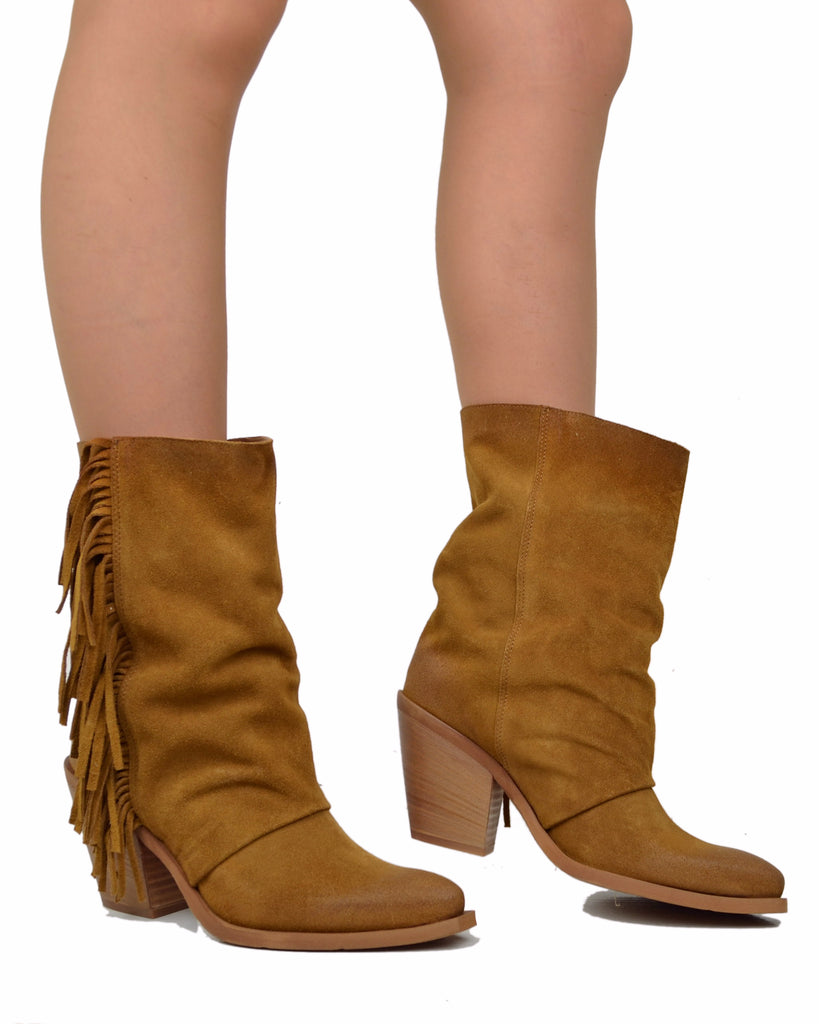 Fringed Western Boots, Suede, High Heel 9 cm - 5