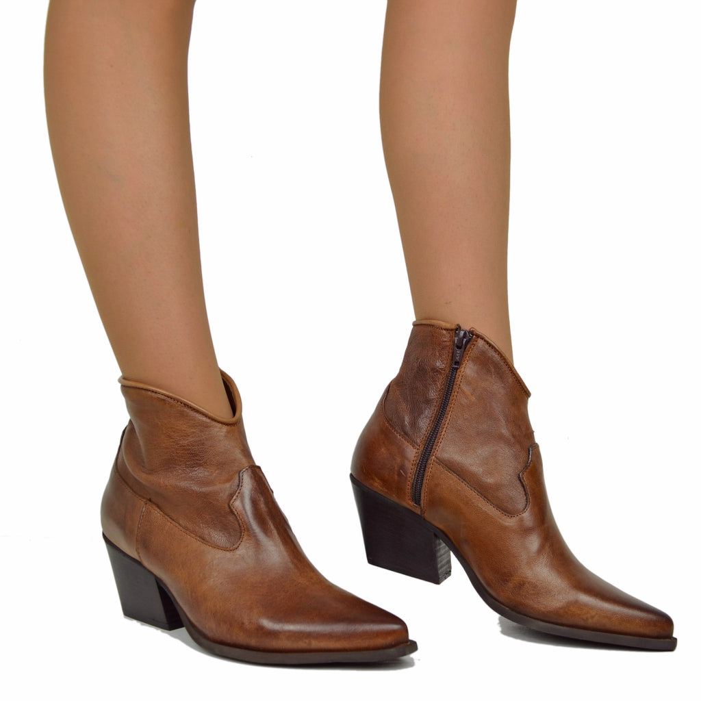 Texanini-Stiefeletten für Damen aus schwarzem Glattleder, hergestellt in Italien - 4