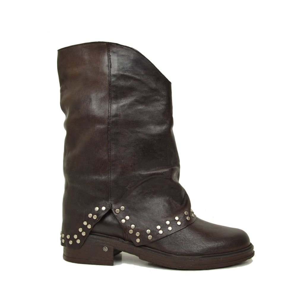 Black Studded Leather Biker with Revere Boots - 2