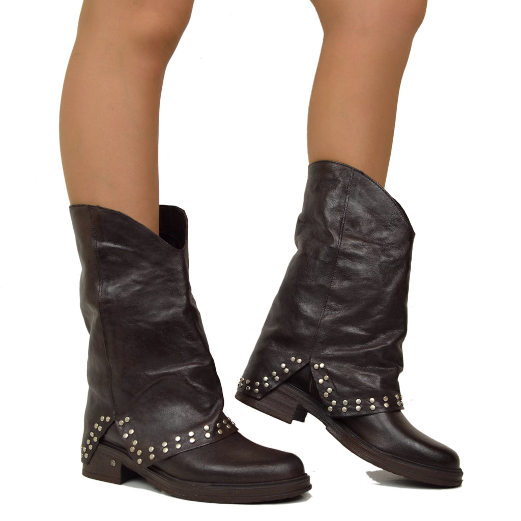 Black Studded Leather Biker with Revere Boots - 5