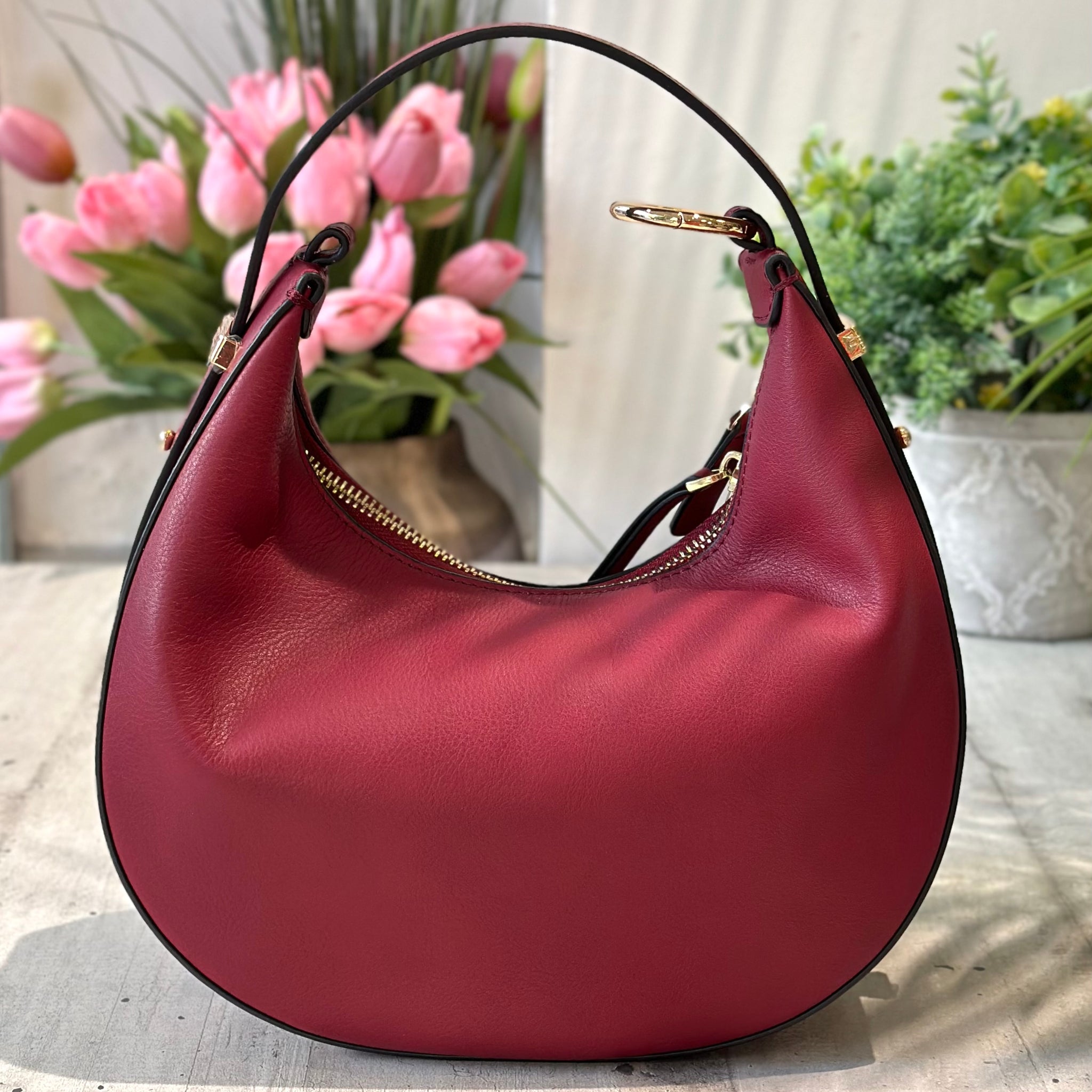 Borsa Luna Vera Pelle Bordeaux con Tracolla o a Spalla o Pochette –  KikkiLine Calzature