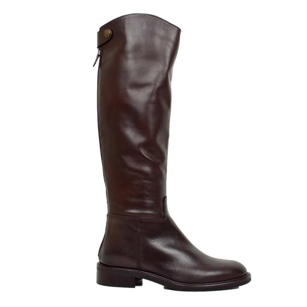 High Cavallerizza Boots in Dark Brown Leather Made in Italy - 2