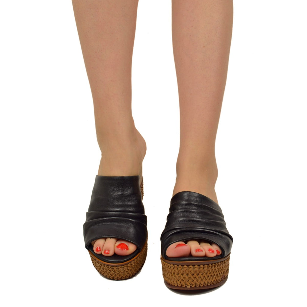 Neri Damen-Wedges aus Leder mit Plateau, hergestellt in Italien - 3